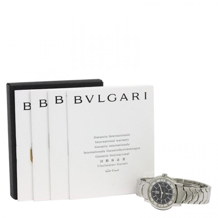 Pre Owned Bvlgari Black Stainless Steel Solotempo Women's Wristwatch 29MM
