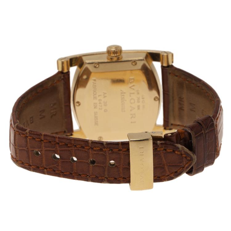 Pre Owned Bvlgari Cream 18K Yellow Gold Assioma Women's Wristwatch 30MM
