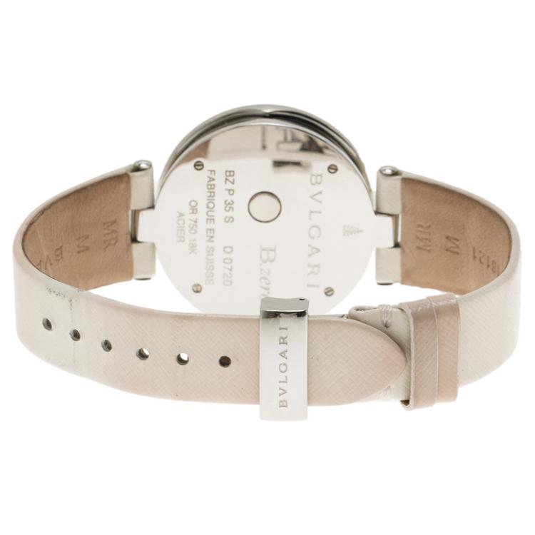 Pre Owned Bvlgari White Gold-Plated Stainless Steel B.Zero 1 Women's Wristwatch 35MM