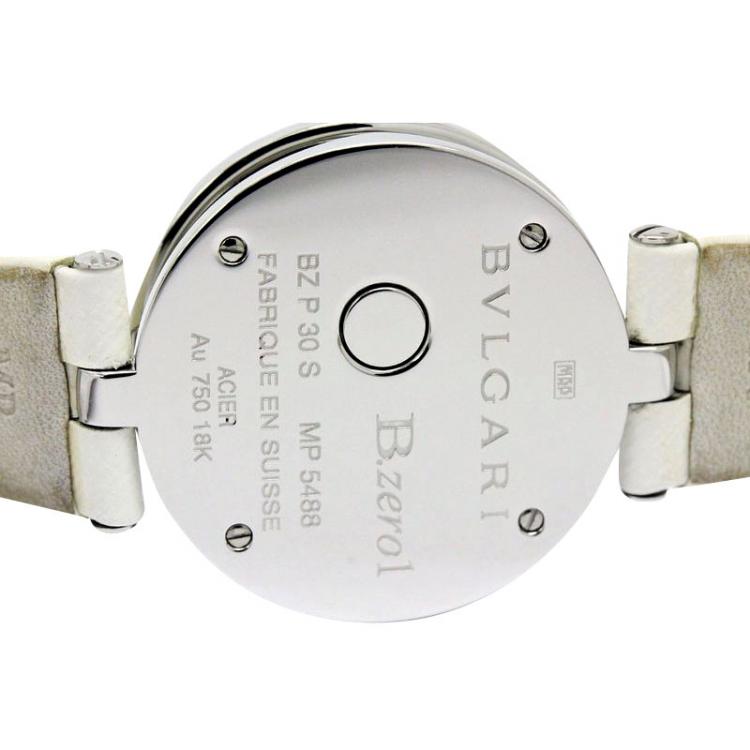 Pre Owned Bvlgari White Rose Gold and Stainless Steel B-Zero1 Women's Wristwatch 30MM