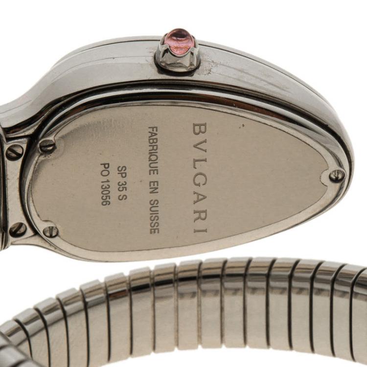 Pre Owned Bvlgari Silver Stainless Steel Serpenti Women's Wristwatch 22MM
