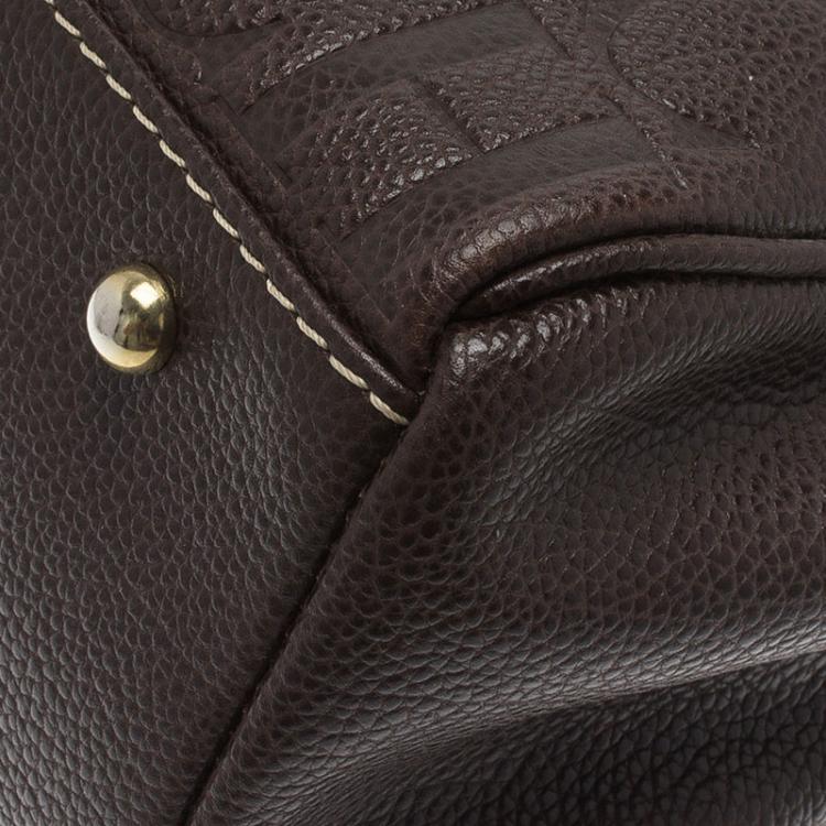 Pre Owned Carolina Herrera Choco Brown Monogram Leather Matteo Tote