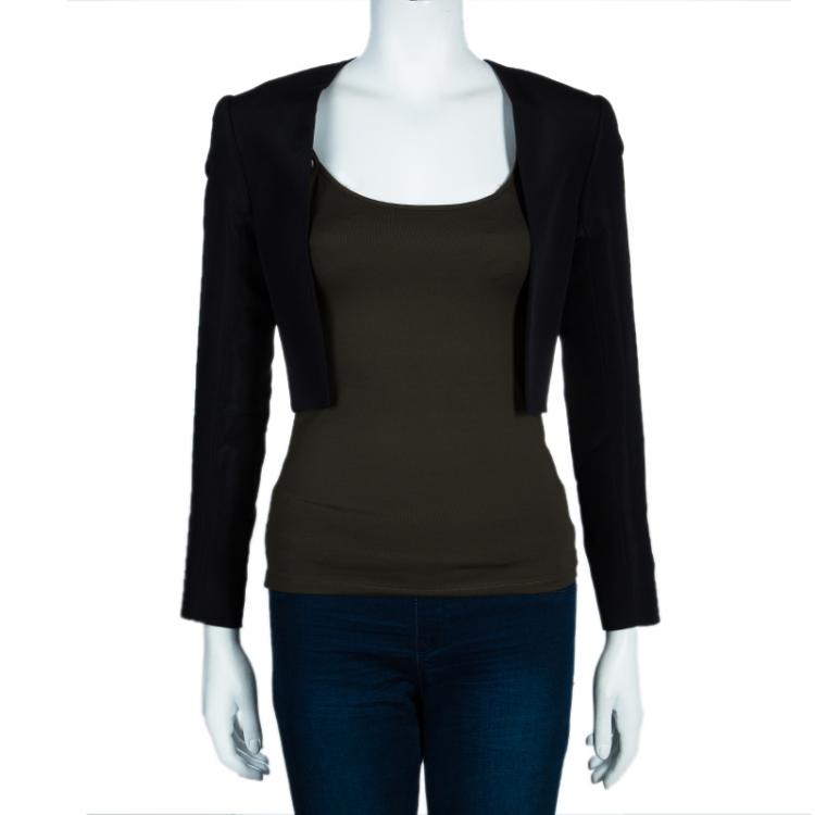 مملوكة مسبقًا Carolina Herrera Black Cropped Jacket S