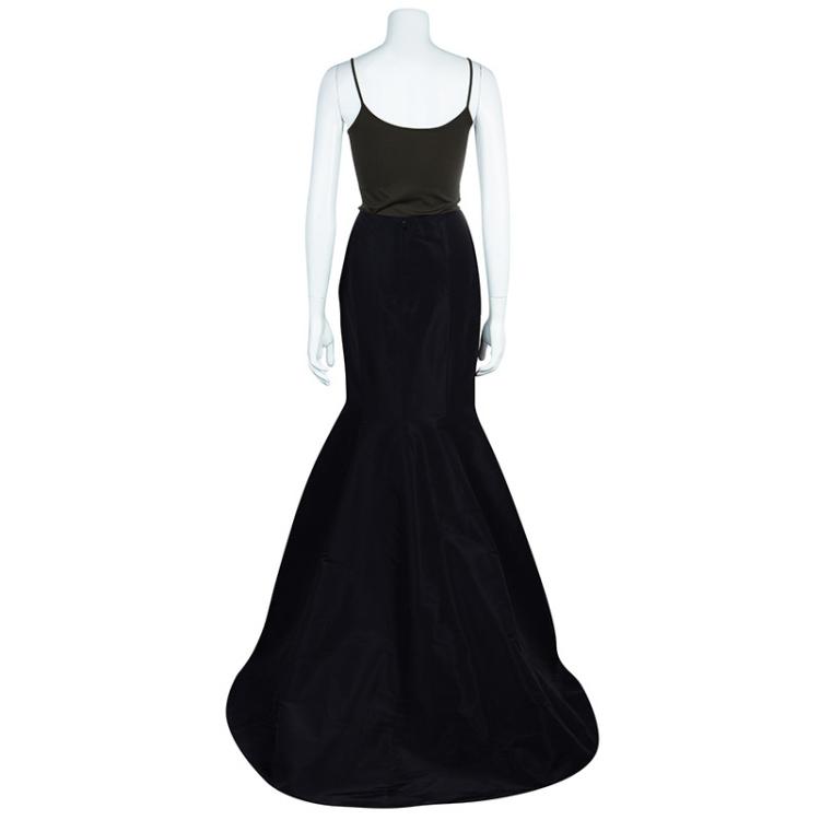 Pre Owned Carolina Herrera Black Tafetta Maxi Skirt S
