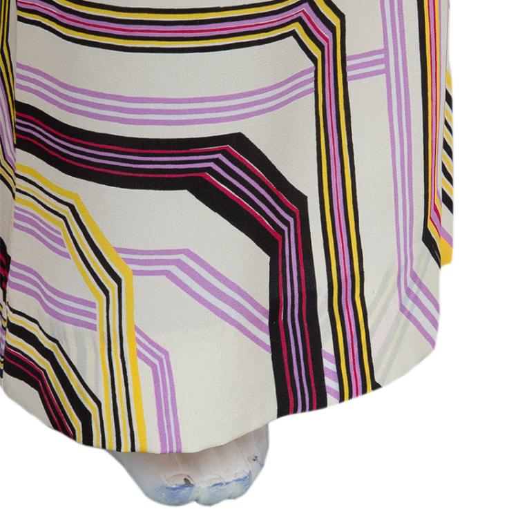 Pre Owned Carolina Herrera Multicolor Geometric Print Wide Leg Silk Pants  M