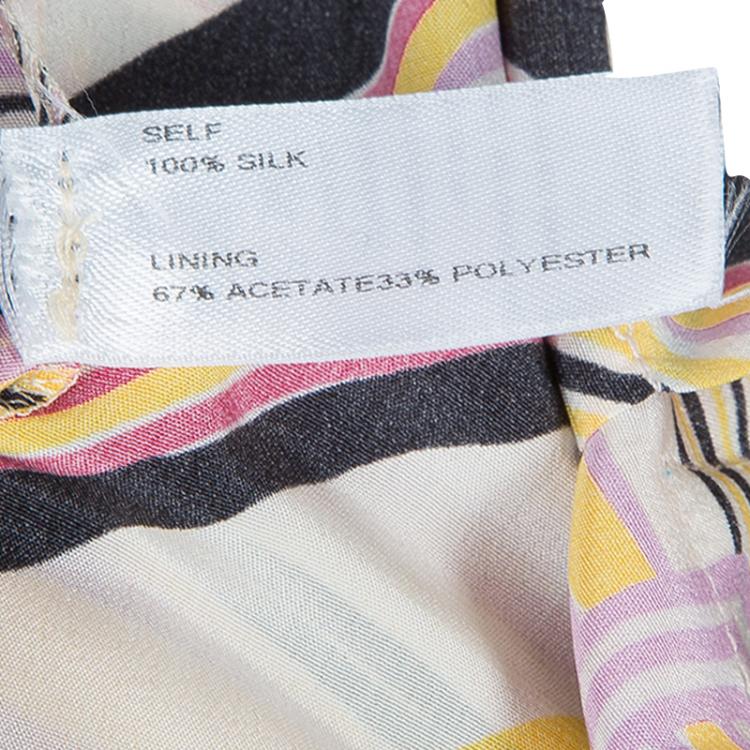 Pre Owned Carolina Herrera Multicolor Geometric Print Wide Leg Silk Pants  M
