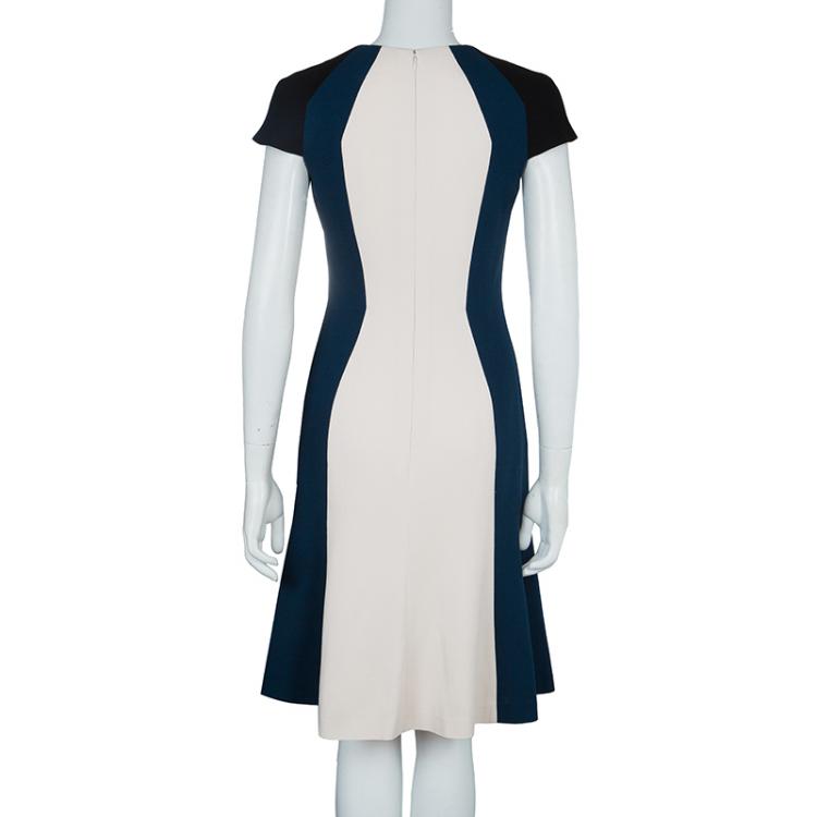 Pre Owned Carolina Herrera Colorblock Cap Sleeve Dress M