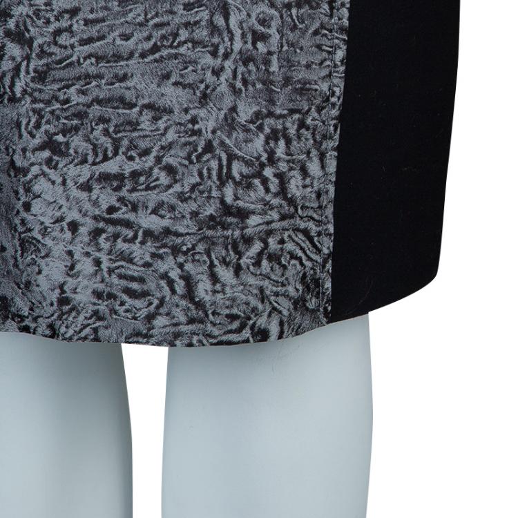 Pre Owned Carolina Herrera Black Contrast Hourglass Panel Detail Short Sleeve Dress M