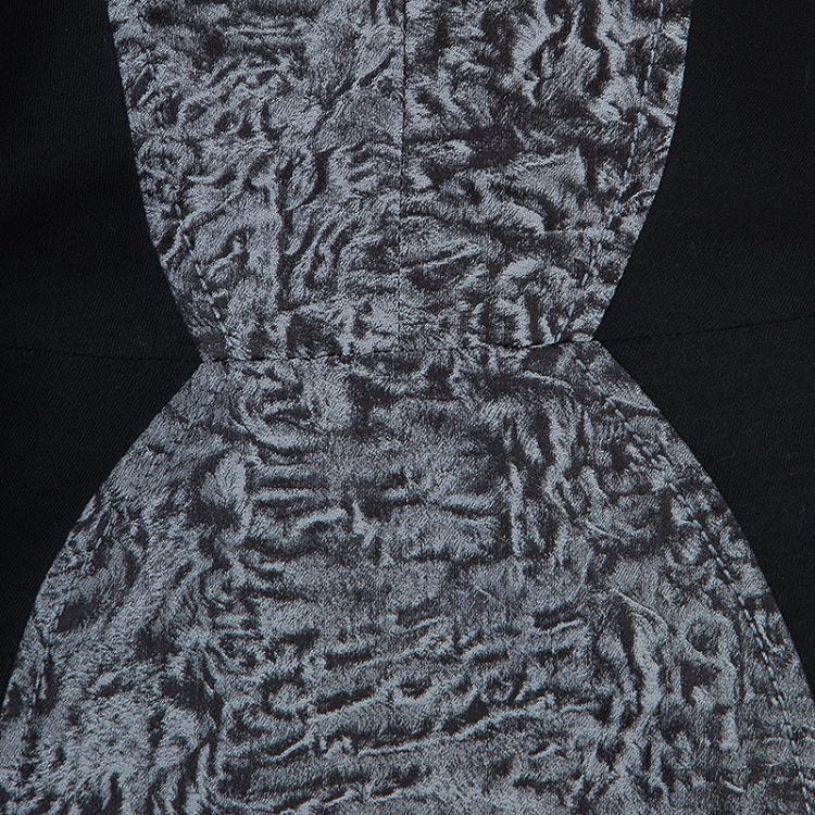 Pre Owned Carolina Herrera Black Contrast Hourglass Panel Detail Short Sleeve Dress M