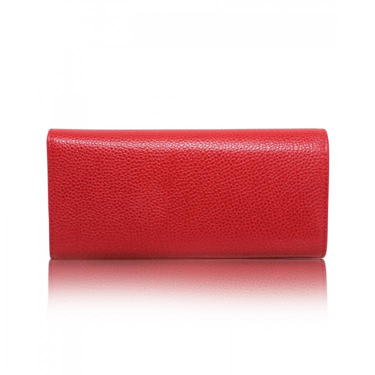 Pre Owned Carolina Herrera Red Leather Continental Wallet