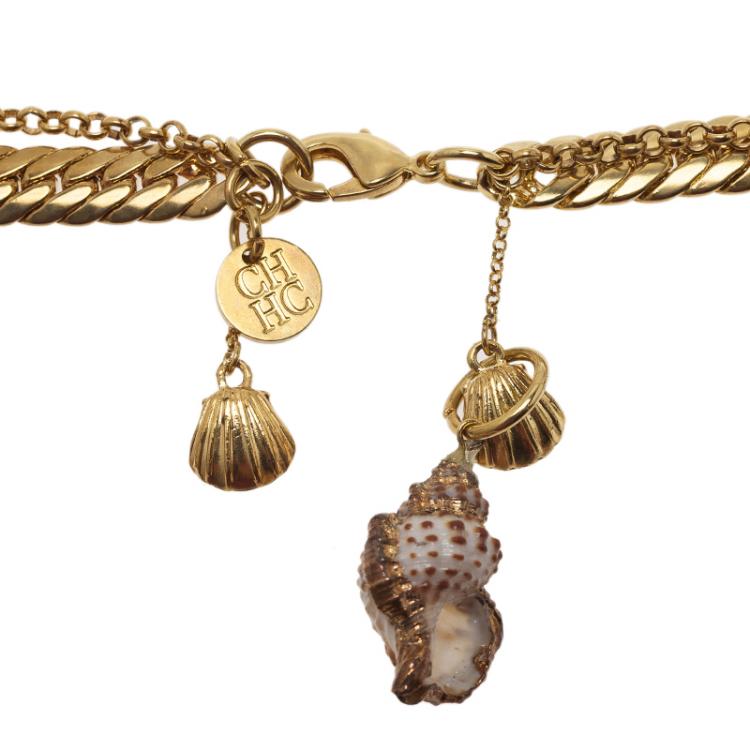 Pre Owned Carolina Herrera Stones and Shells Gold-Tone Necklace