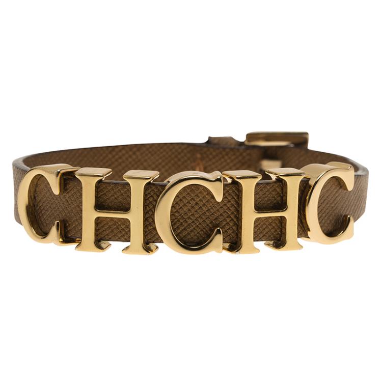 Pre Owned  Carolina Herrera CH Logo Leather Bracelet