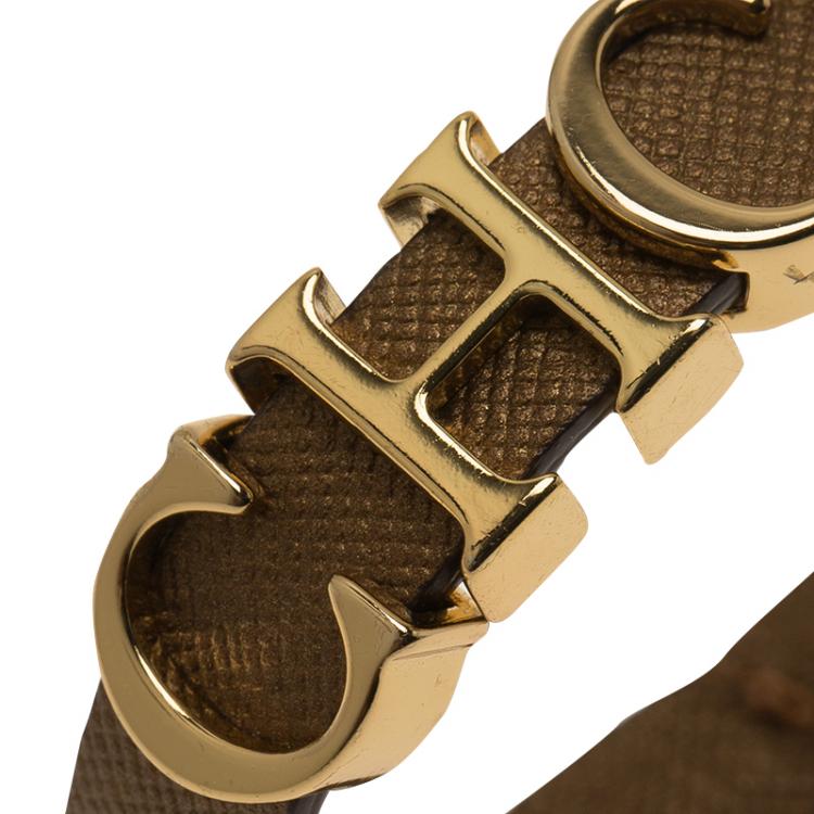 Pre Owned  Carolina Herrera CH Logo Leather Bracelet