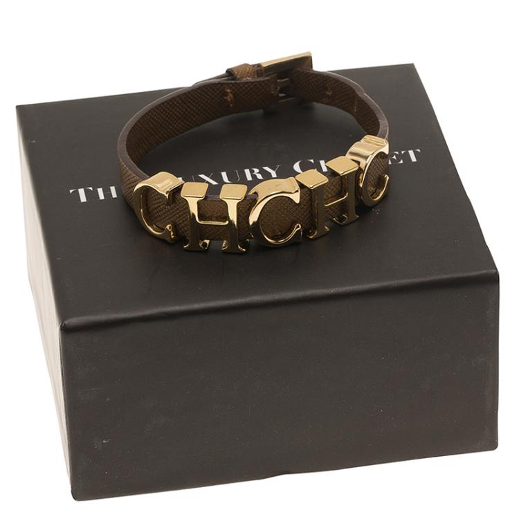 Pre Owned  Carolina Herrera CH Logo Leather Bracelet