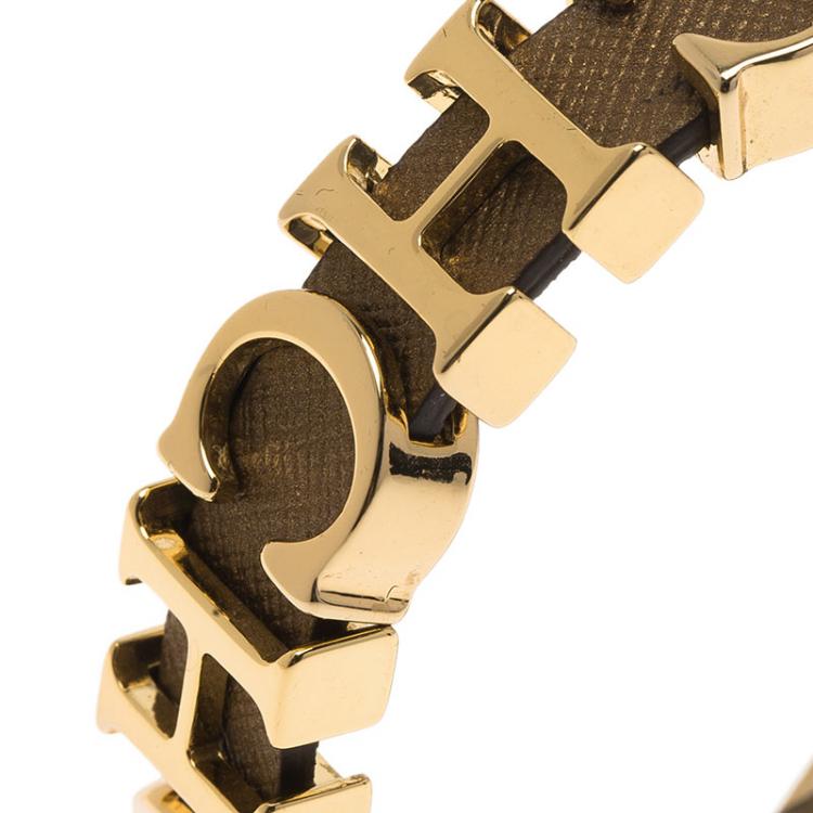 Pre Owned  Carolina Herrera CH Logo Leather Bracelet