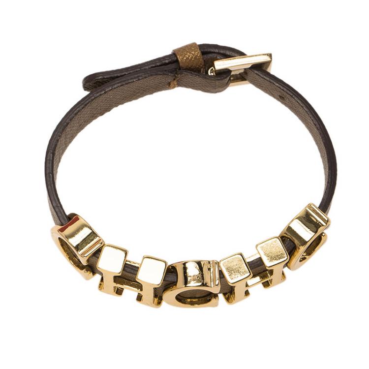 Pre Owned  Carolina Herrera CH Logo Leather Bracelet