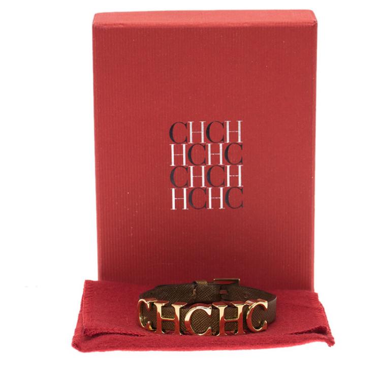 Pre Owned  Carolina Herrera CH Logo Leather Bracelet