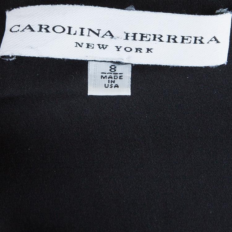 Pre Owned Carolina Herrera Black Ruffle Neck Dress M