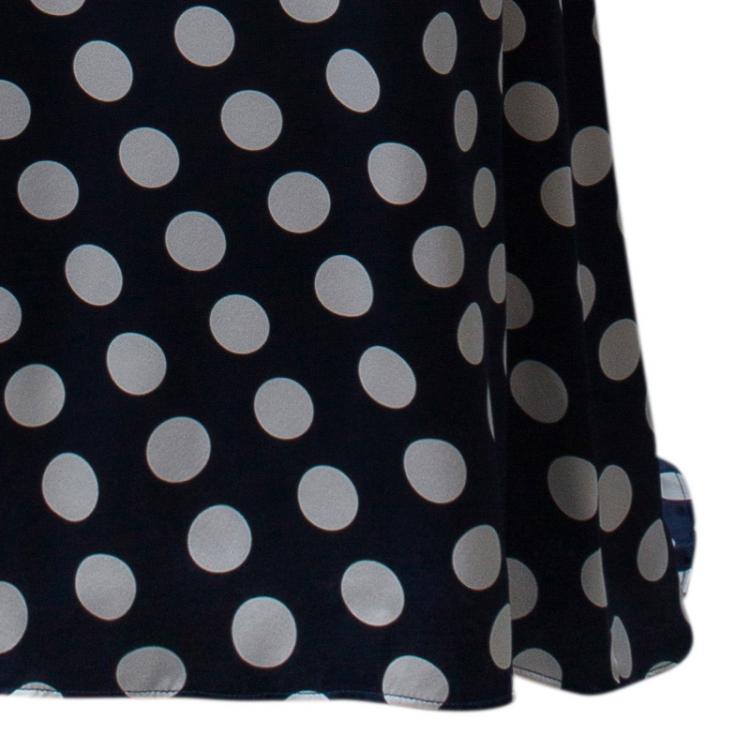 Pre Owned Carolina Herrera Blue Polka-dot Belted Gown M