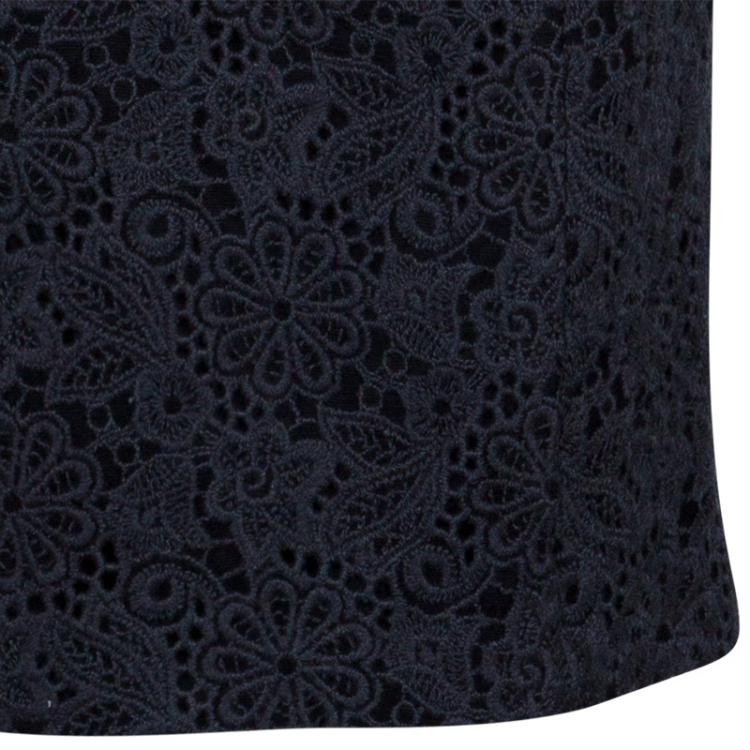Pre Owned Carolina Herrera Grey Lace Sheath Dress L