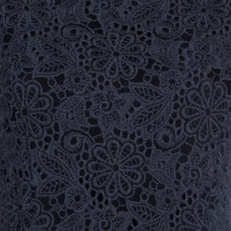 Pre Owned Carolina Herrera Grey Lace Sheath Dress L