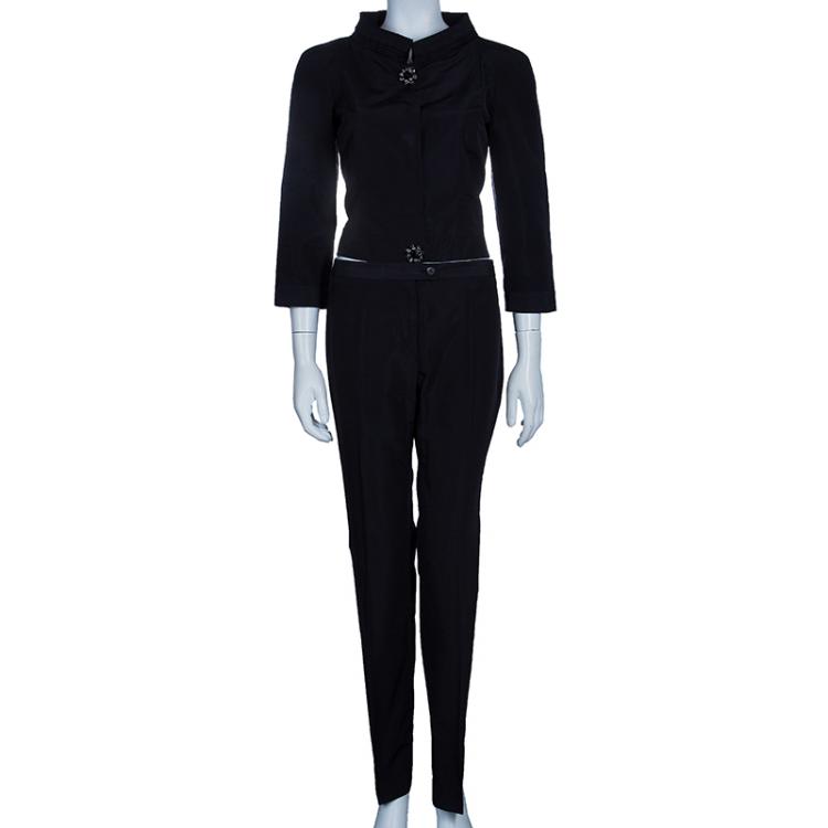 مملوكة مسبقًا Carolina Herrera Black Silk Pant Suit M