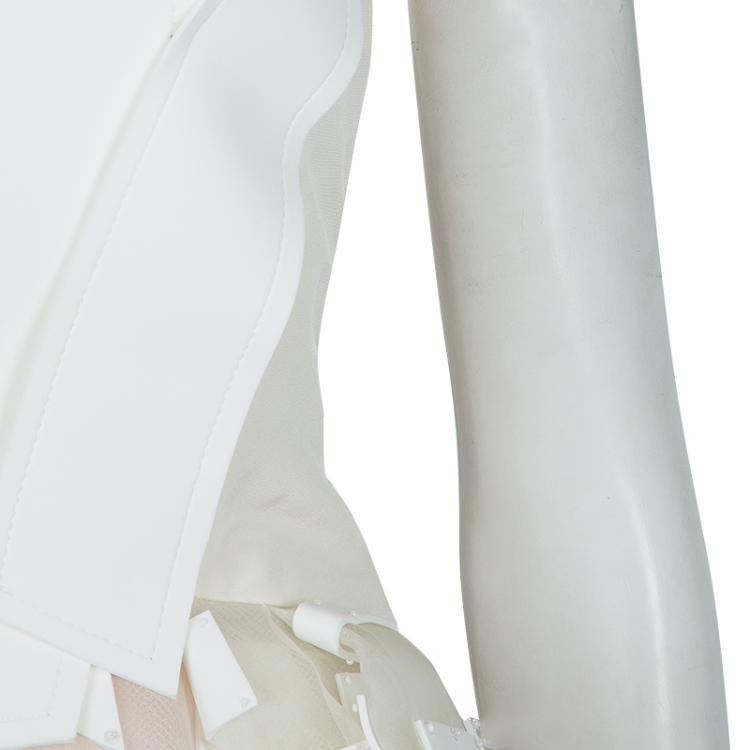 Pre Owned Carolina Herrera Geometric Printed Foam Applique Strapless Wedding Gown S