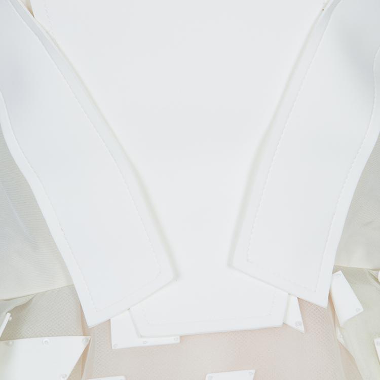 Pre Owned Carolina Herrera Geometric Printed Foam Applique Strapless Wedding Gown S