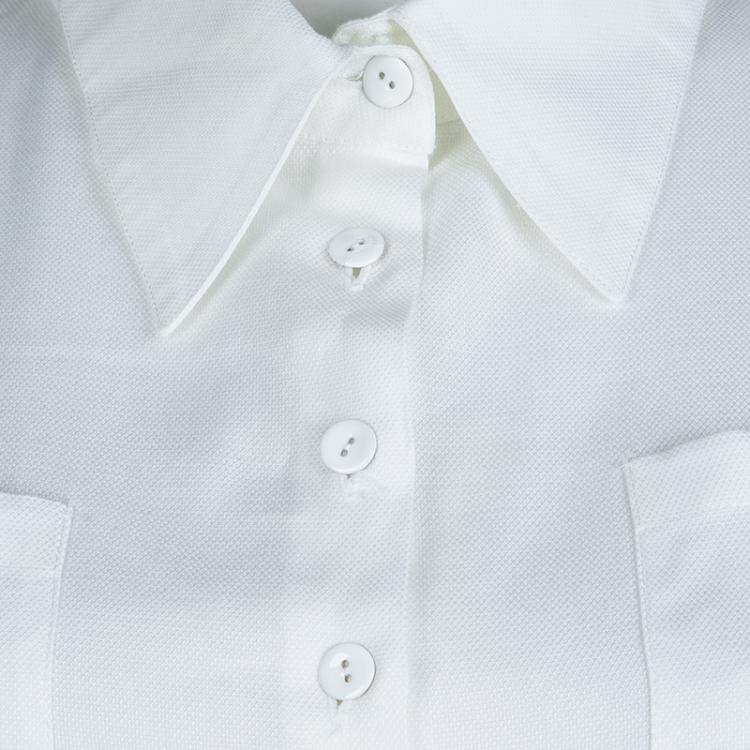 Pre Owned Carolina Herrera White Textured Cotton Cutout Back Detail Short Sleeve Shirt XL