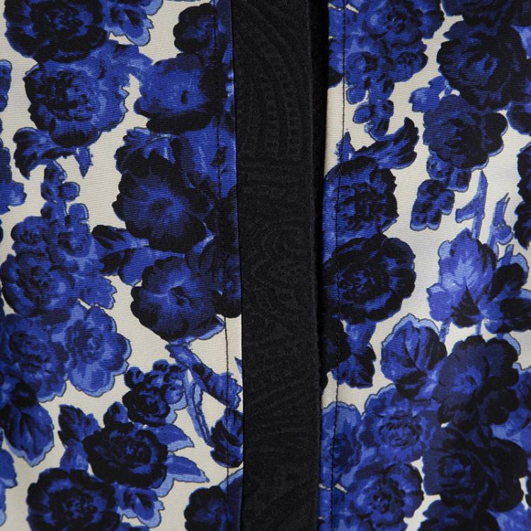 Pre Owned Carolina Herrera Floral Printed Silk Box Jacket XL