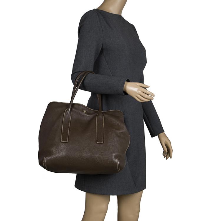 Pre Owned Carolina Herrera Brown Leather Tote