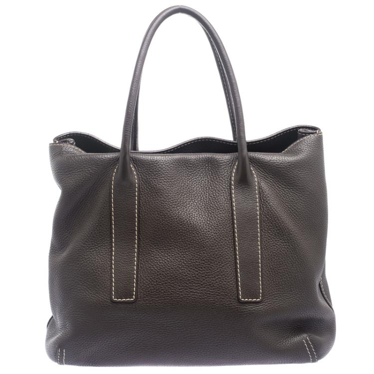 Pre Owned Carolina Herrera Brown Leather Tote