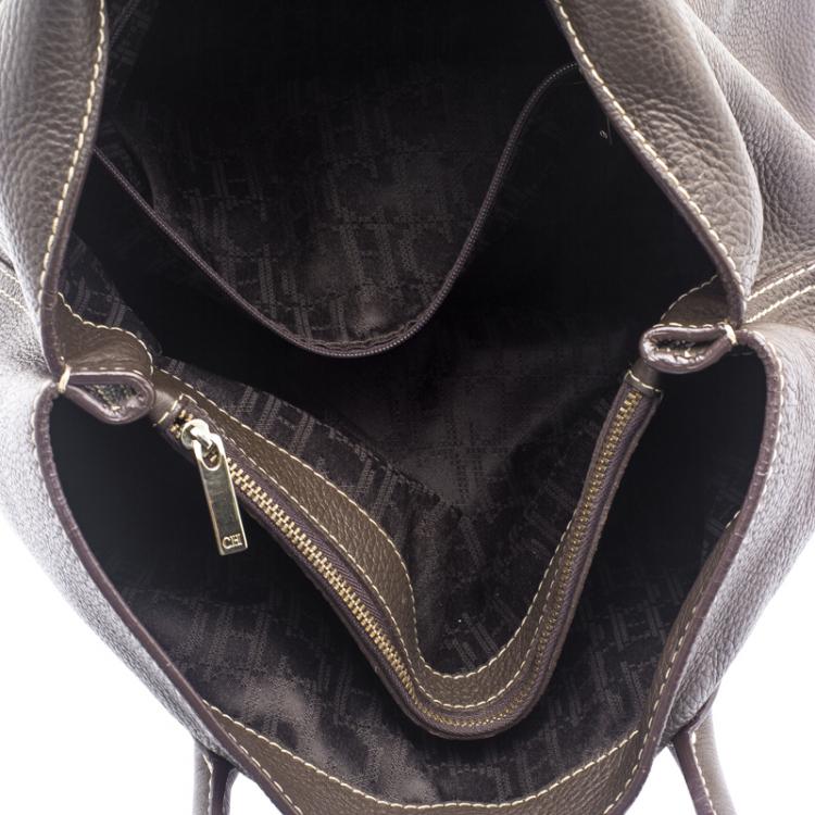 Pre Owned Carolina Herrera Brown Leather Tote