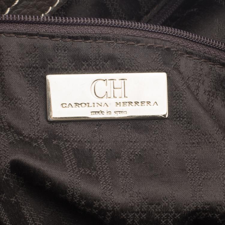 Pre Owned Carolina Herrera Brown Leather Tote