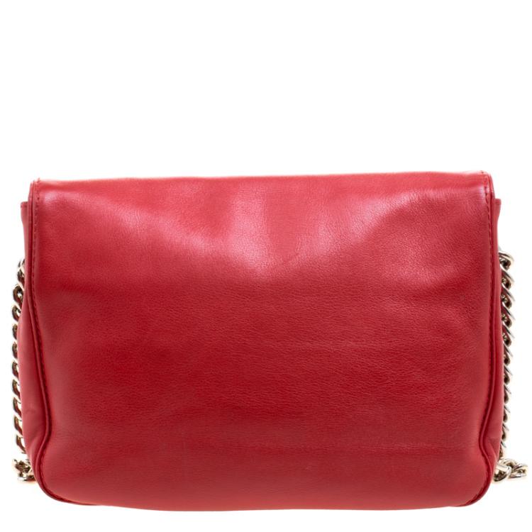 Pre Owned Carolina Herrera Red Leather New Baltazar Flap Bag