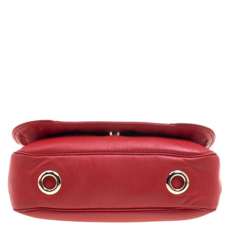 Pre Owned Carolina Herrera Red Leather New Baltazar Flap Bag