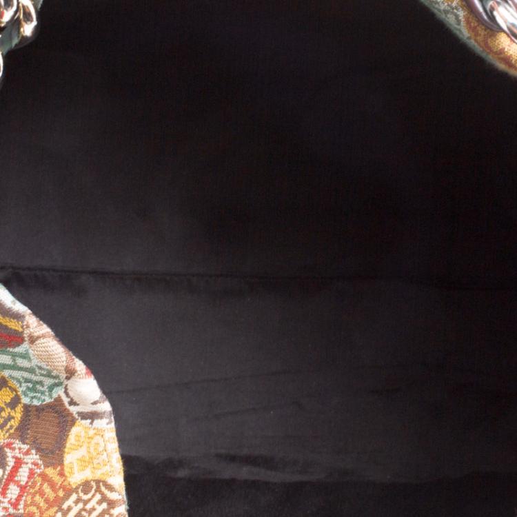 Pre Owned Carolina Herrera Multicolor Signature Print Fabric Hobo