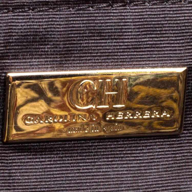 Pre Owned Carolina Herrera Multicolor Signature Print Fabric Hobo