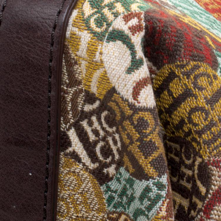 Pre Owned Carolina Herrera Multicolor Signature Print Fabric Hobo