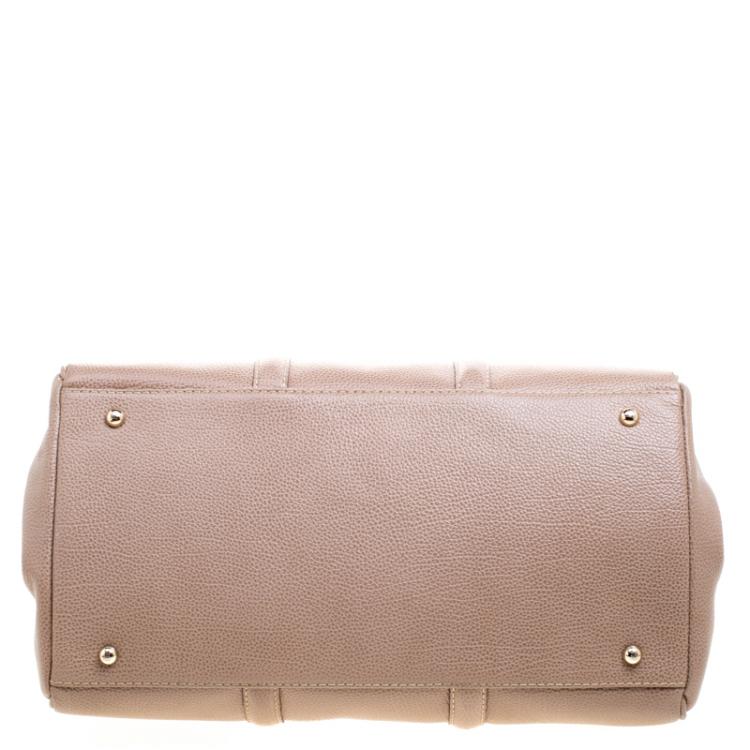 Pre Owned Carolina Herrera Light Brown Leather Matteo Tote