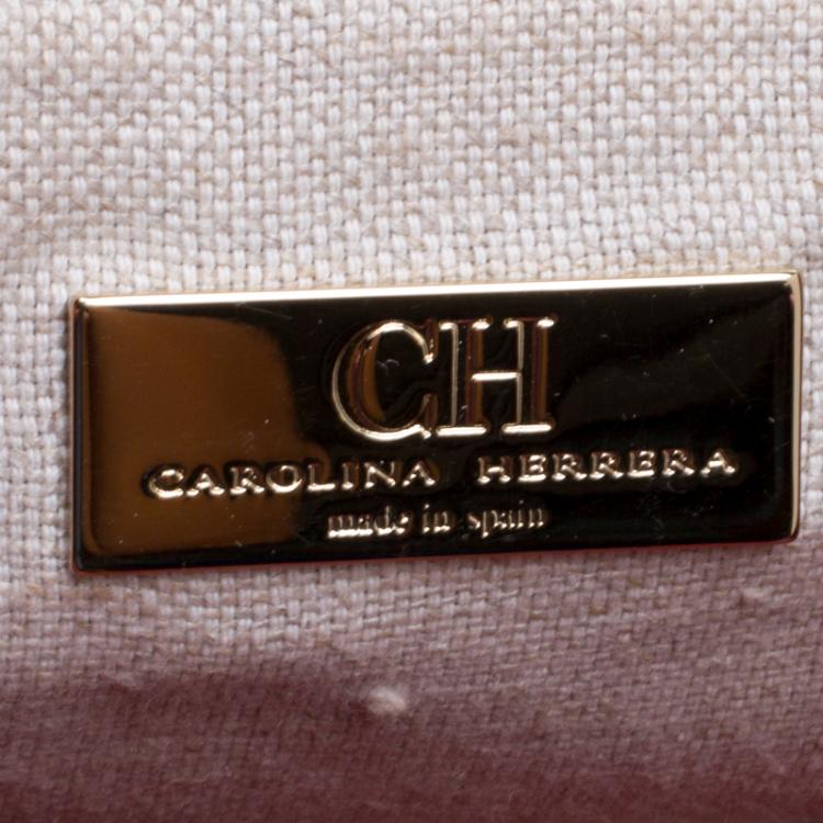 Pre Owned Carolina Herrera Red Leather Charm Shopping Tote