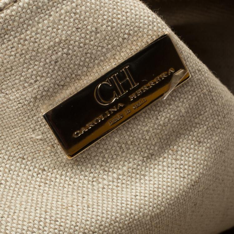 Pre Owned Carolina Herrera Yellow Leather Hobo