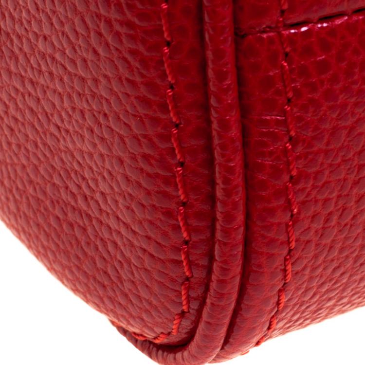 مملوكة مسبقًا Carolina Herrera Red Leather Minuetto Flap Bag
