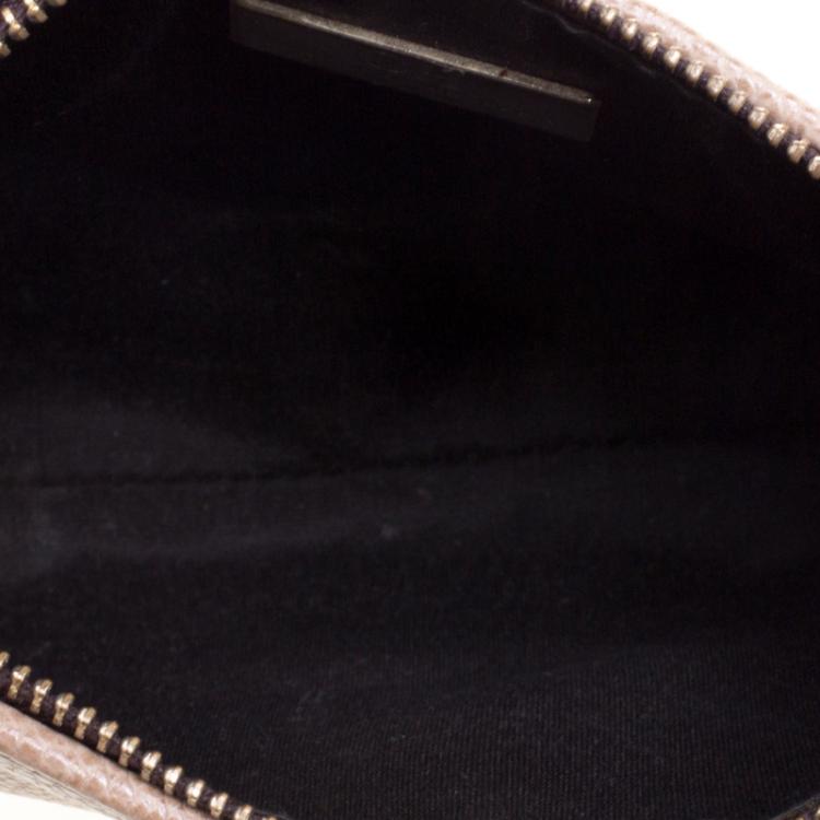 Pre Owned Carolina Herrera Dark Beige Leather Logo CH Crossbody Bag