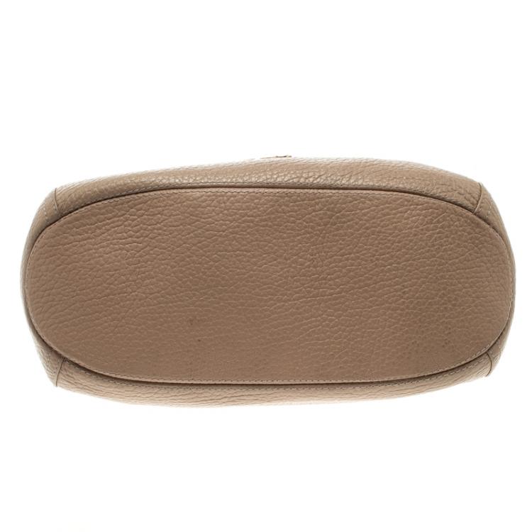 Pre Owned Carolina Herrera Beige Pebbled Leather Hobo