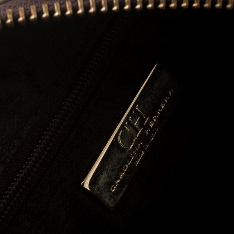 Pre Owned Carolina Herrera Beige Pebbled Leather Hobo