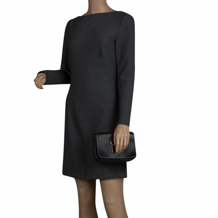 Pre Owned Carolina Herrera Black Leather Clutch