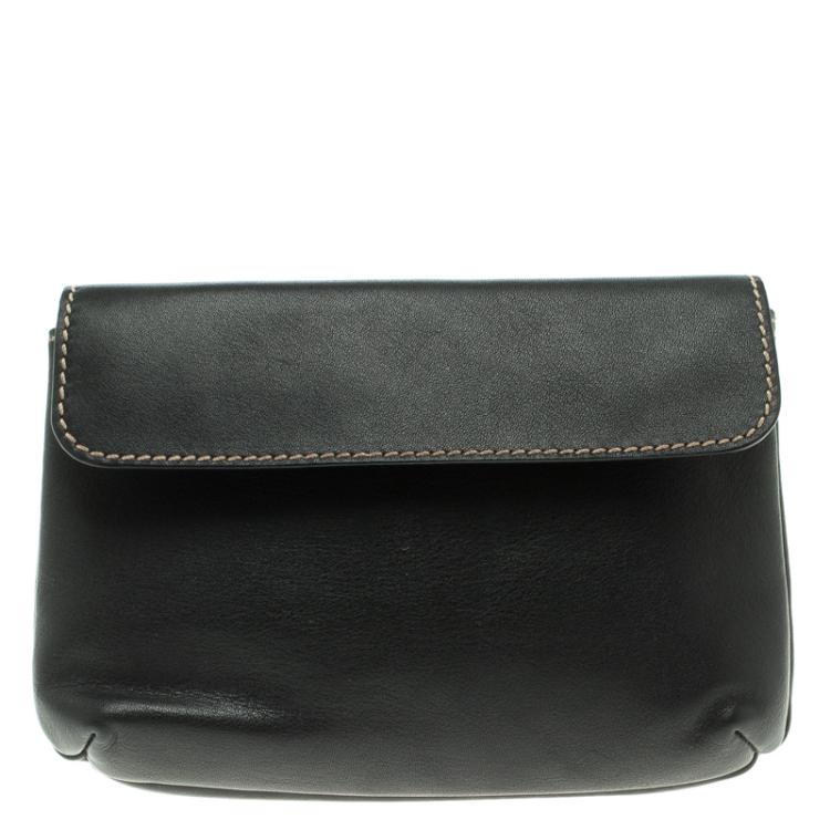 Pre Owned Carolina Herrera Black Leather Clutch