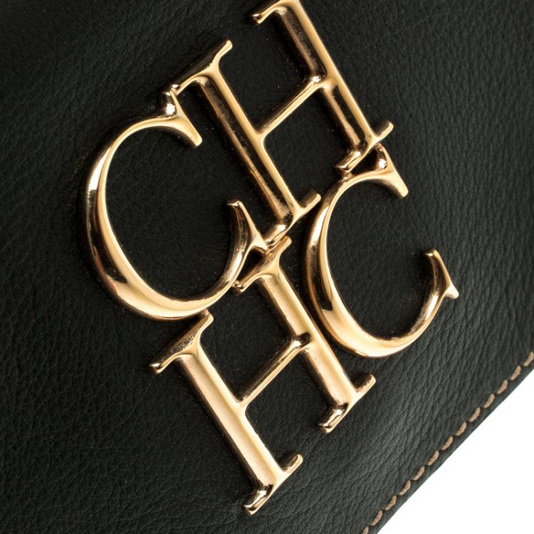 Pre Owned Carolina Herrera Black Leather Clutch