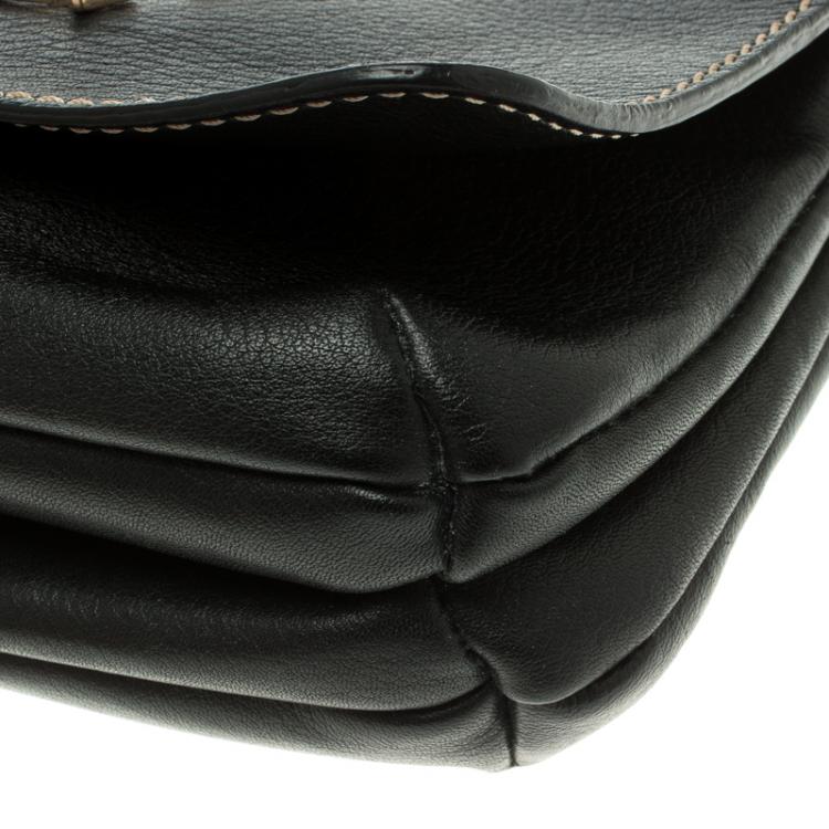 Pre Owned Carolina Herrera Black Leather Clutch